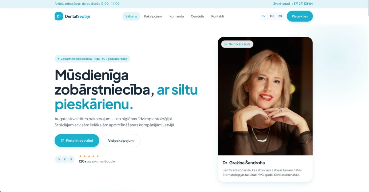 DentalSeptiņi.lv — dental clinic website